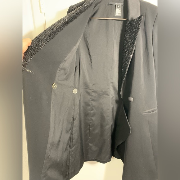 Jay Godfrey, Ace, Black, sequin collar,  tuxedo mini dress. 6 - Picture 9 of 10